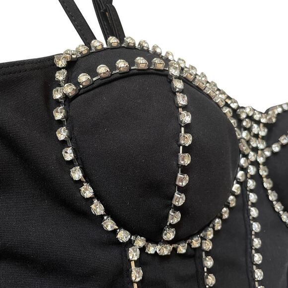 Julia by Love I Rhinestone Bustier Top M | Corset Crop, Padded, Party, Glam Y2K - Picture 3 of 8
